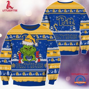 NCAA Pittsburgh Panthers Grinch Lover Santa Hats Ugly Christmas Sweater