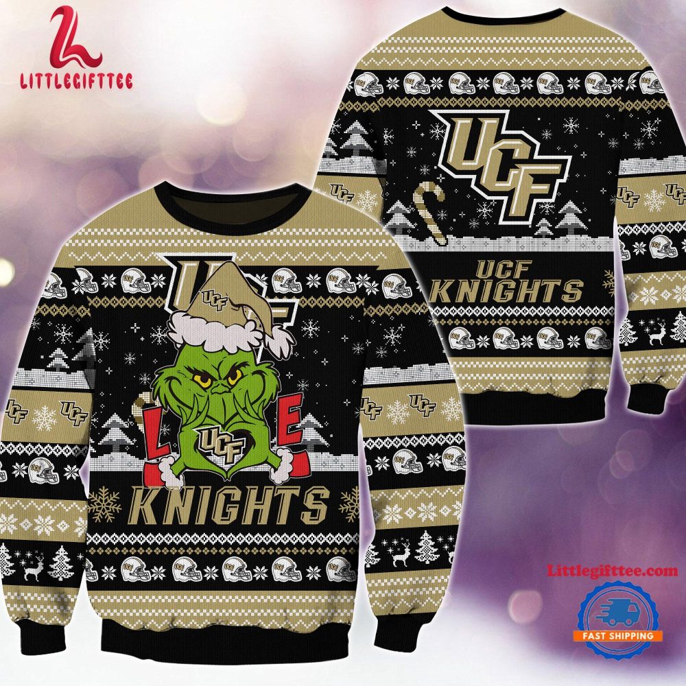 NCAA UCF Knights Grinch Lover Santa Hats Ugly Christmas Sweater