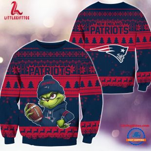 New England Patriots 2024 NFL Christmas Grinch Football Limited Edition Ugly Christmas Sweater