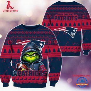 New England Patriots 2024 NFL Football Christmas x Grinch Ugly Christmas Sweater