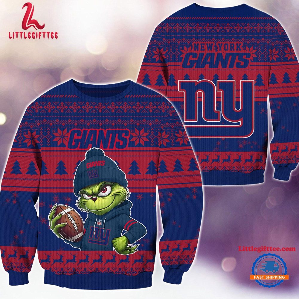 New York Giants 2024 NFL Christmas Grinch Football Limited Edition Ugly Christmas Sweater