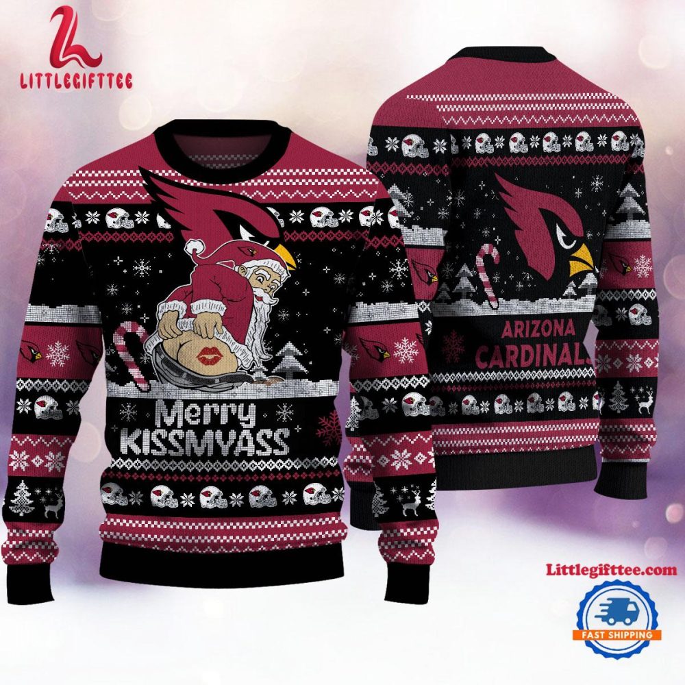 NFL Arizona Cardinals Sata Claus Football Special Merrykissmyass Ugly Christmas Sweater