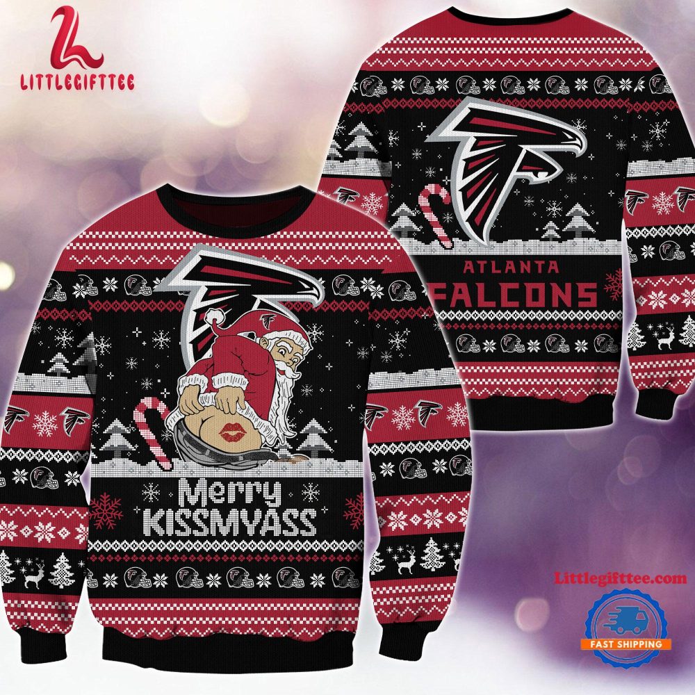 NFL Atlanta Falcons Sata Claus Football Special Merrykissmyass Ugly Christmas Sweater