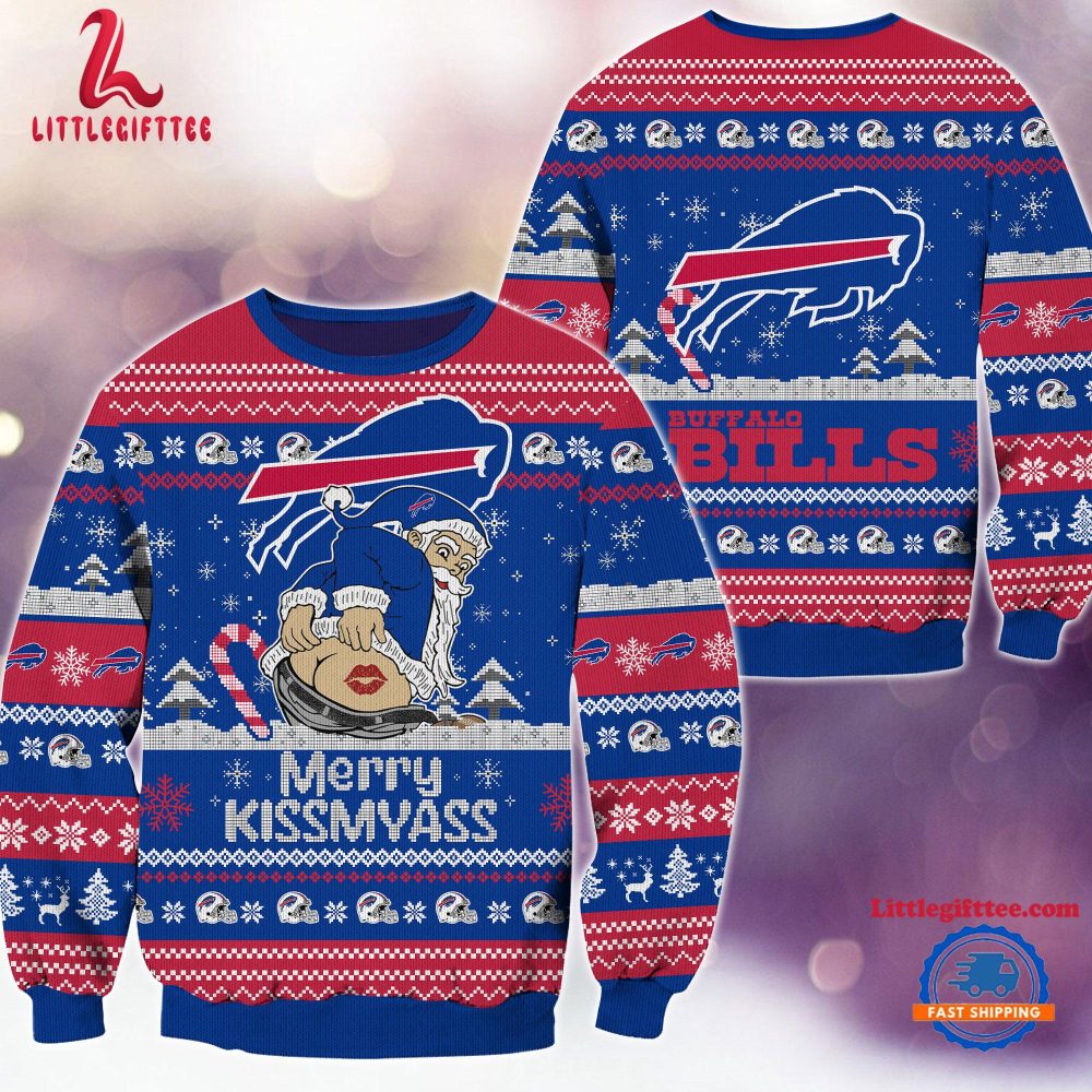 NFL Buffalo Bills Sata Claus Football Special Merrykissmyass Ugly Christmas Sweater