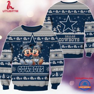 NFL Dallas Cowboys x Mickey Minnie Ugly Christmas Sweater, Football Mickey Xmas Sweater