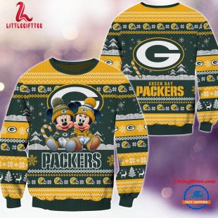 NFL Green Bay Packers x Mickey Minnie Ugly Christmas Sweater, Football Mickey Xmas Sweater