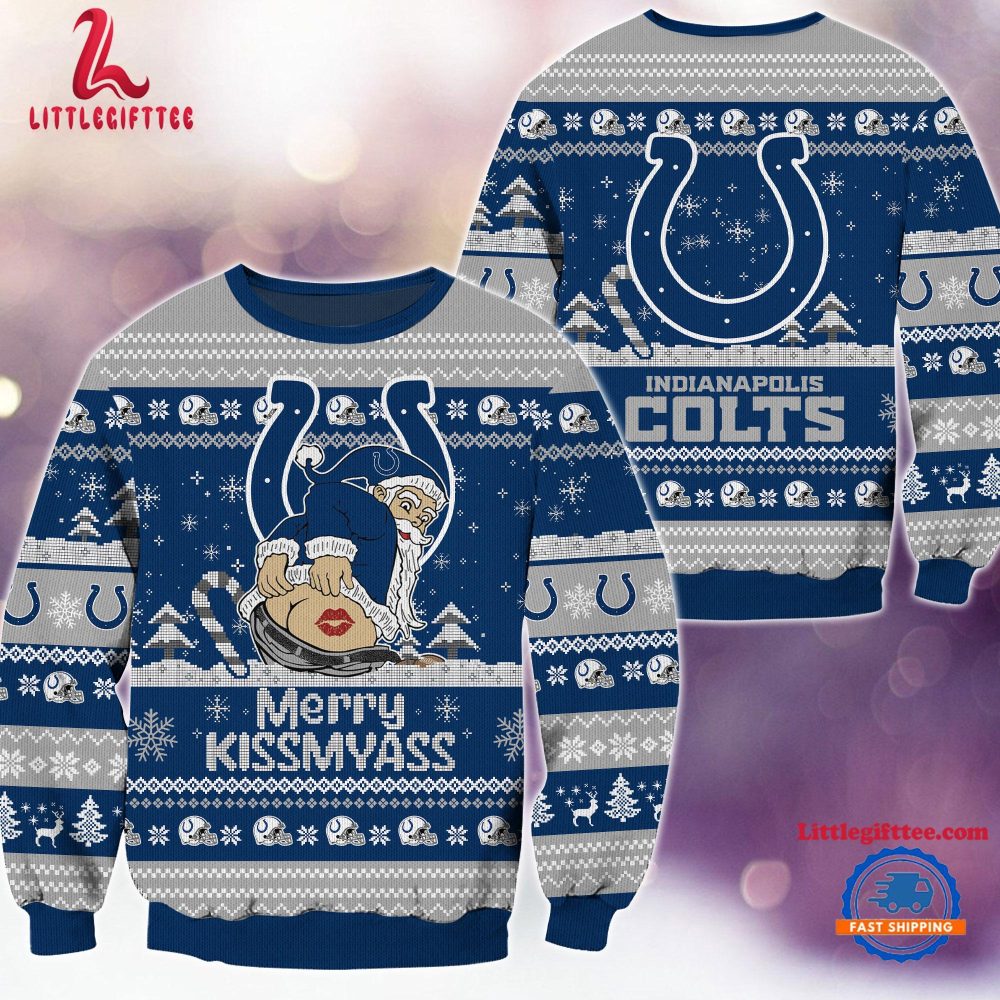 NFL Indianapolis Colts Sata Claus Football Special Merrykissmyass Ugly Christmas Sweater