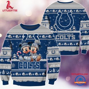 NFL Indianapolis Colts x Mickey Minnie Ugly Christmas Sweater, Football Mickey Xmas Sweater