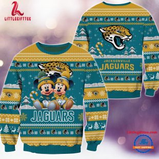 NFL Jacksonville Jaguars x Mickey Minnie Ugly Christmas Sweater, Football Mickey Xmas Sweater