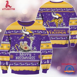 NFL Minnesota Vikings Sata Claus Football Special Merrykissmyass Ugly Christmas Sweater