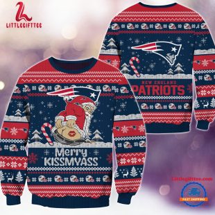 NFL New England Patriots Sata Claus Football Special Merrykissmyass Ugly Christmas Sweater