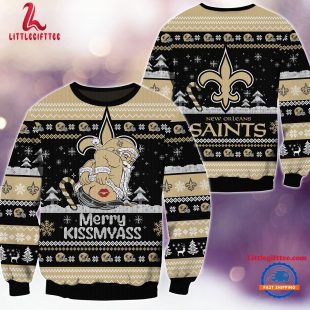 NFL New Orleans Saints Sata Claus Football Special Merrykissmyass Ugly Christmas Sweater