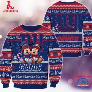 NFL New York Giants x Mickey Minnie Ugly Christmas Sweater, Football Mickey Xmas Sweater