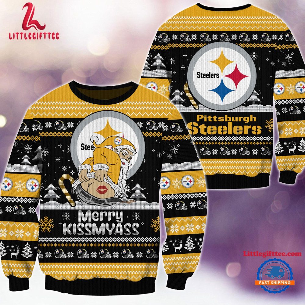 NFL Pittsburgh Steelers Sata Claus Football Special Merrykissmyass Ugly Christmas Sweater