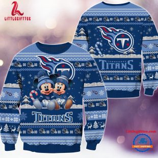 NFL Tennessee Titans x Mickey Minnie Ugly Christmas Sweater, Football Mickey Xmas Sweater