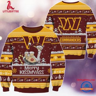 NFL Washington Commanders Sata Claus Football Special Merrykissmyass Ugly Christmas Sweater