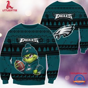 Philadelphia Eagles 2024 NFL Christmas Grinch Football Limited Edition Ugly Christmas Sweater