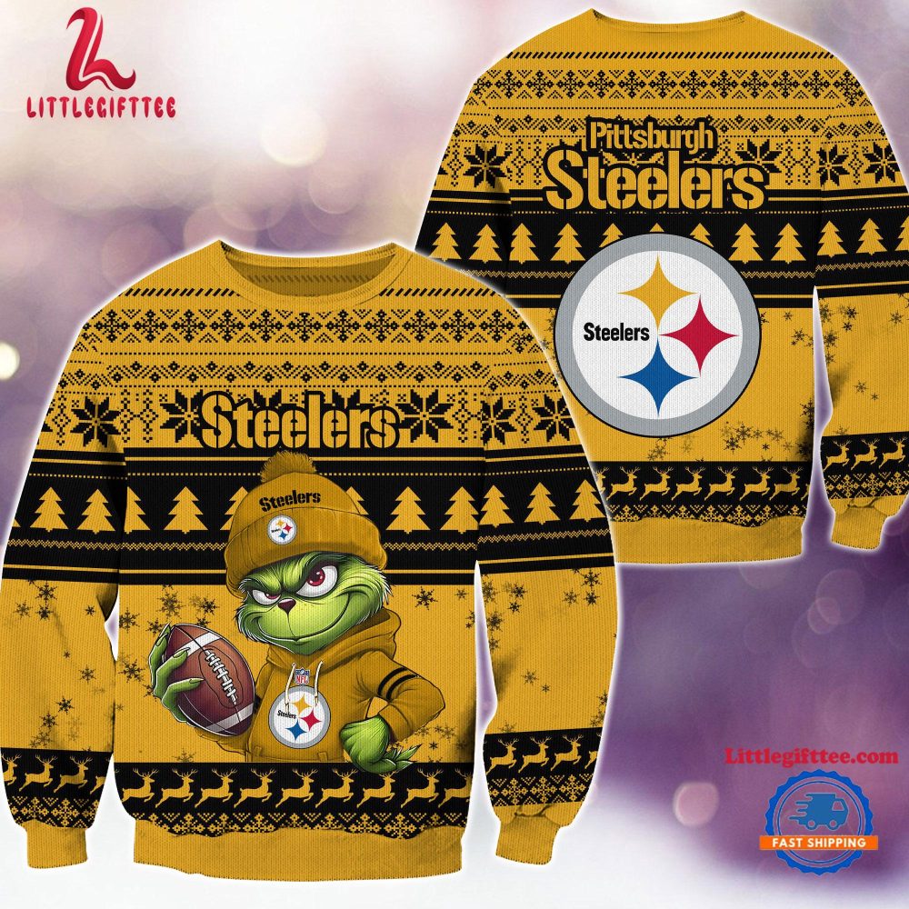 Pittsburgh Steelers 2024 NFL Christmas Grinch Football Limited Edition Ugly Christmas Sweater