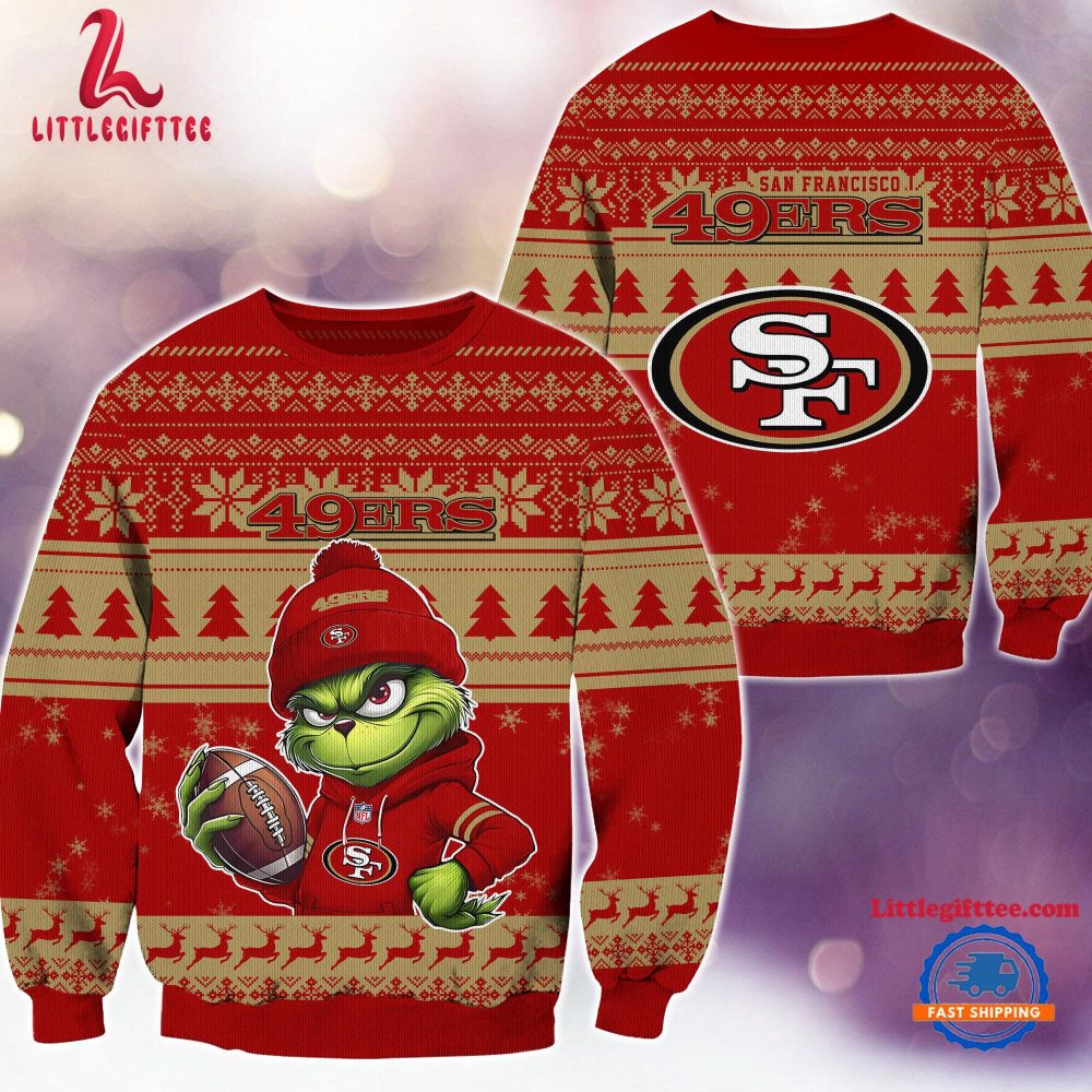 San Francisco 49ers 2024 NFL Christmas Grinch Football Limited Edition Ugly Christmas Sweater