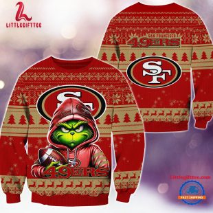 San Francisco 49ers 2024 NFL Football Christmas x Grinch Ugly Christmas Sweater