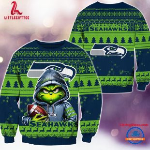 Seattle Seahawks 2024 NFL Football Christmas x Grinch Ugly Christmas Sweater