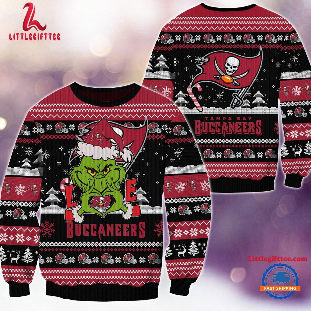 Tampa Bay Buccaneers NFL 2024 Grinch Lover Santa Hats Ugly Christmas Sweater