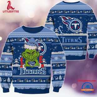 Tennessee Titans NFL 2024 Grinch Lover Santa Hats Ugly Christmas Sweater