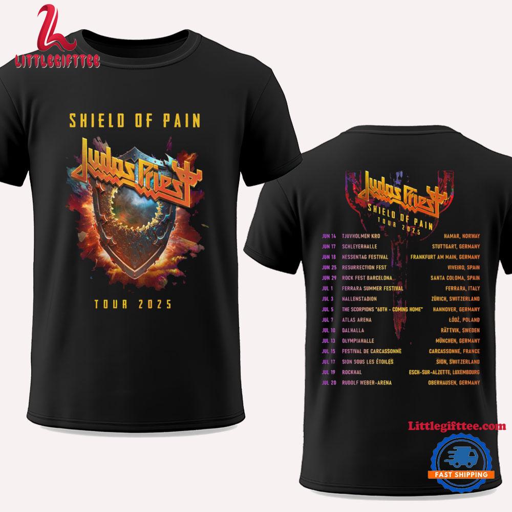 Judas Priest Shield Of Pain Tour 2025 Schedule Shirt, Shield Of Pain