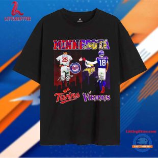 Minnesota Twins and Minnesota Vikings Buxton and Jefferson Signatures Unisex T Shirt