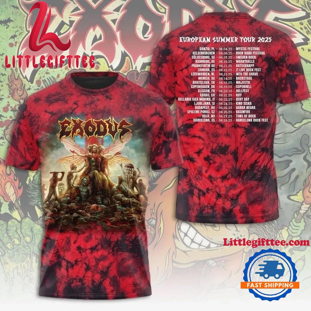 Exodus European Summer Tour 2025 Metal Band Graphic 3D T Shirt