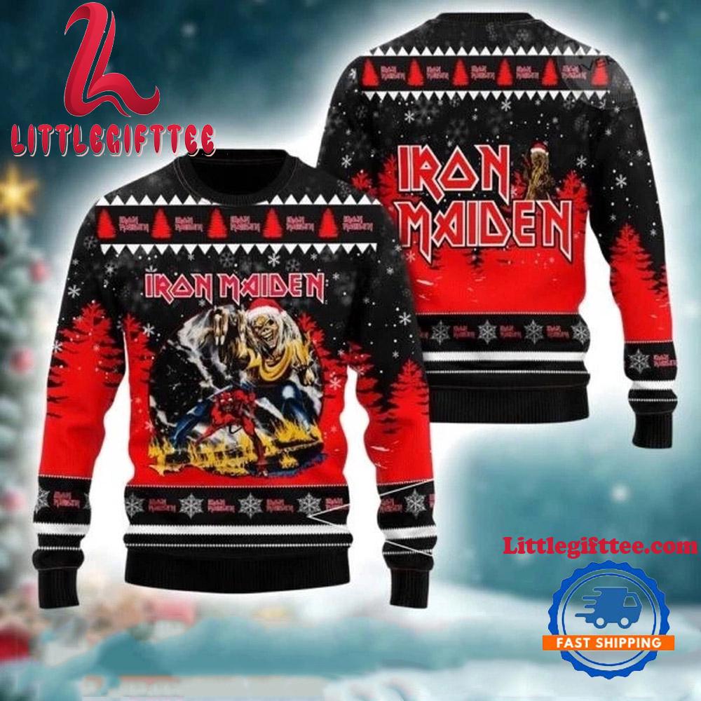 Iron Maiden Eddie The Number Of The Beast Santa Hat Ugly Christmas Sweater