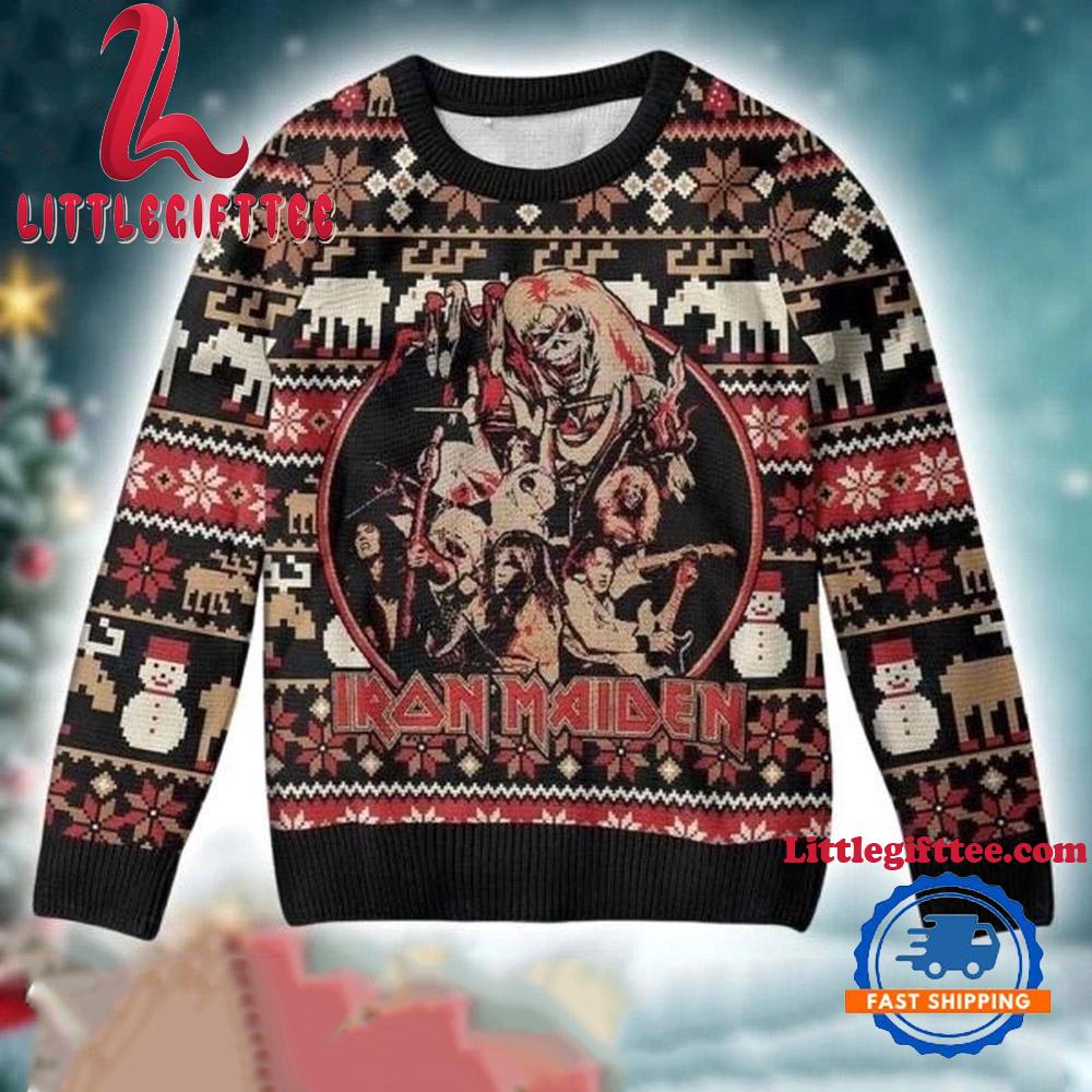 Iron Maiden The Number Of The Beast Band Photo Ugly Christmas Sweater