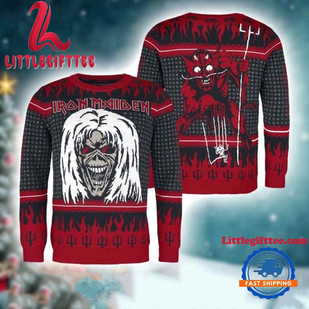 Iron Maiden The Number of the Beast Eddie The Little Devil Ugly Christmas Sweater