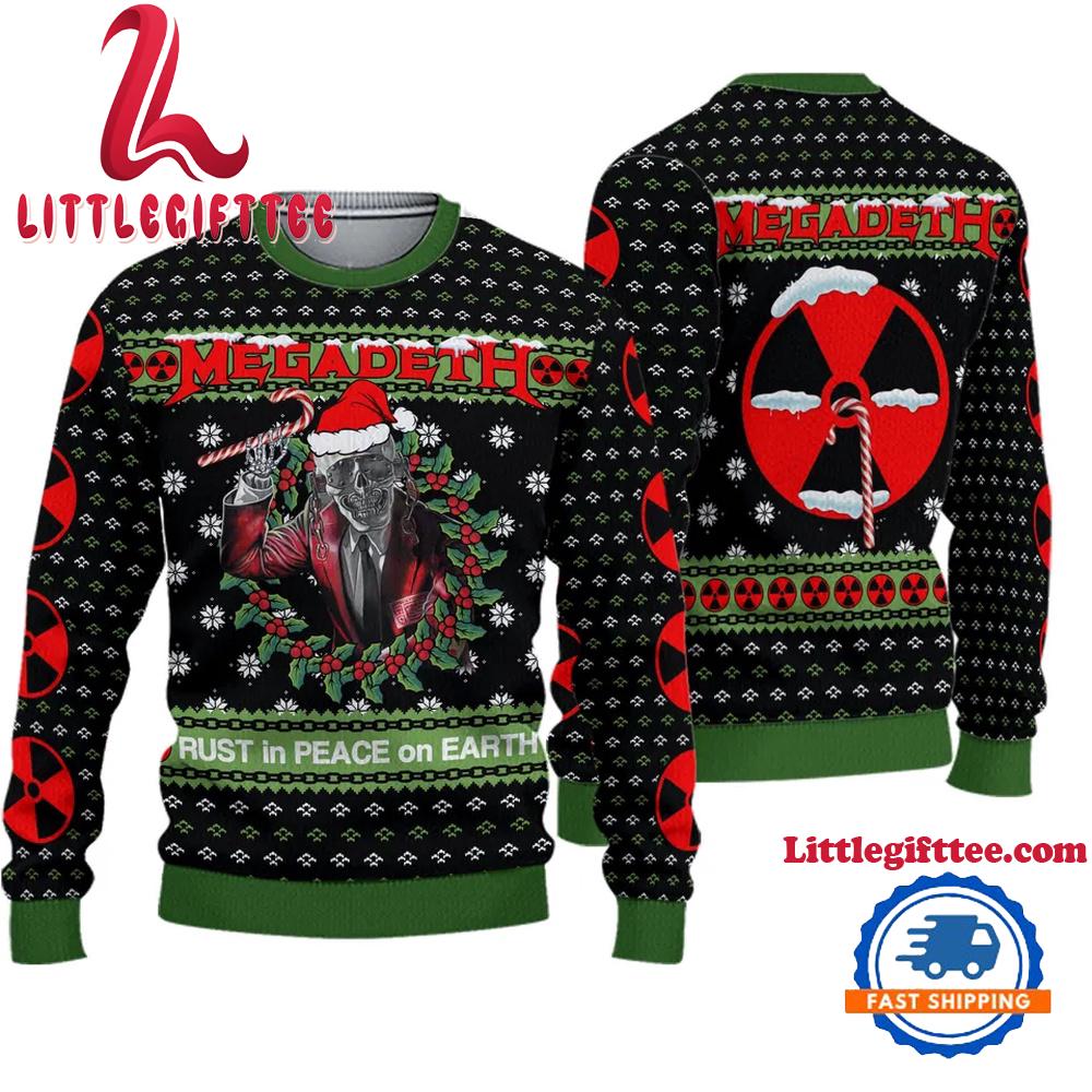 Megadeth Music Band Rust In Peace On Earth Chirstmas Ugly Sweater