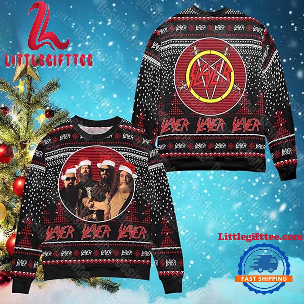 Slayer Band Members Santa Hat Ugly Christmas Sweater